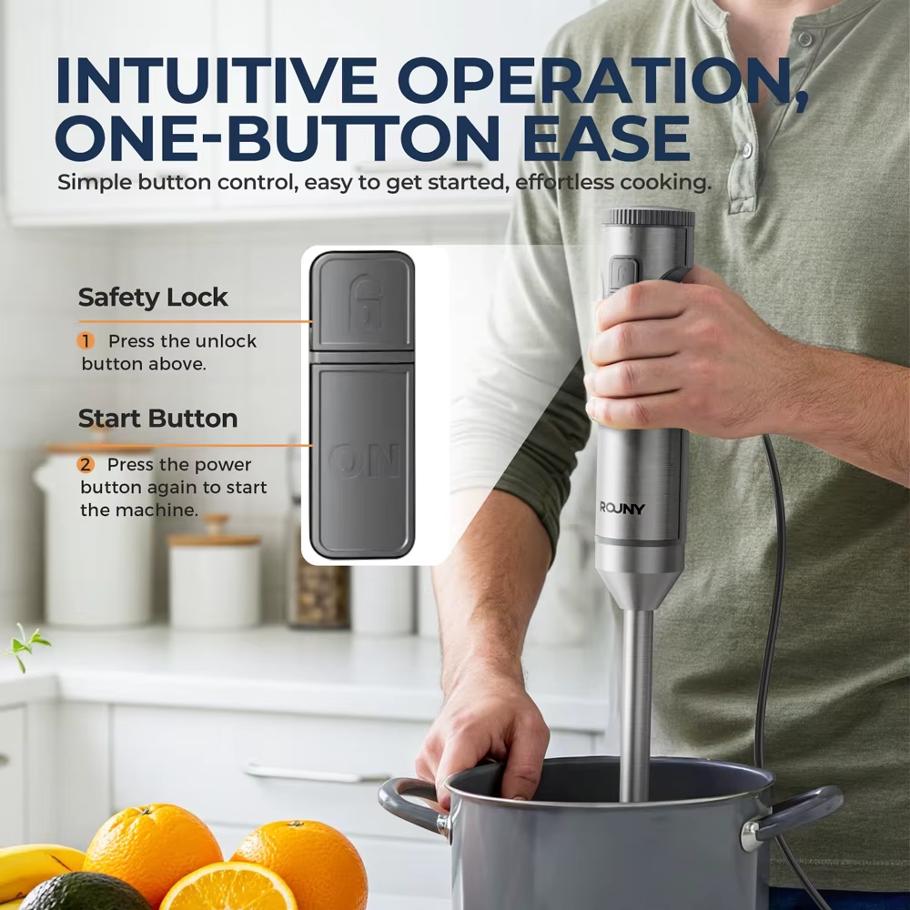 خلاط غمر يدوي 4 في 1 من ROUNY بقوة 1000 وات، - الصورة 2